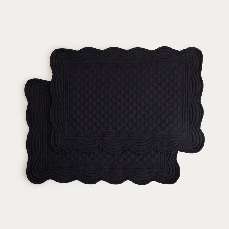 Homla, Vela, maty stołowe, czarne prostokątne z pikowaniem, 30-45 cm, 2 szt.