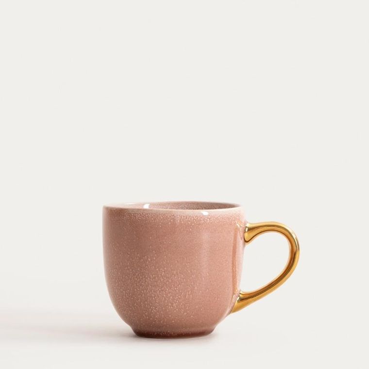 Homla, Viness, kubek, różowy ze złotym uchem, 0,4l