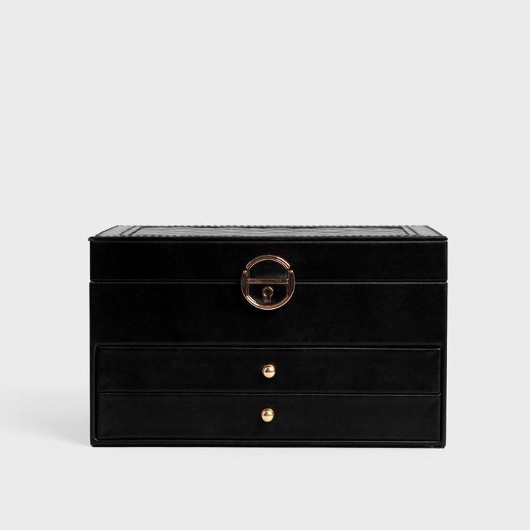 Homla, Virello, szkatułka na biżuterię, kuferek czarny, 23-17-13,5 cm