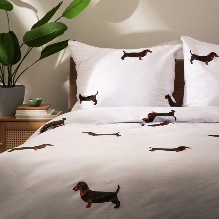 Homla, Winnie, pościel bawełniana, w jamniki, 160-200 cm, 701832