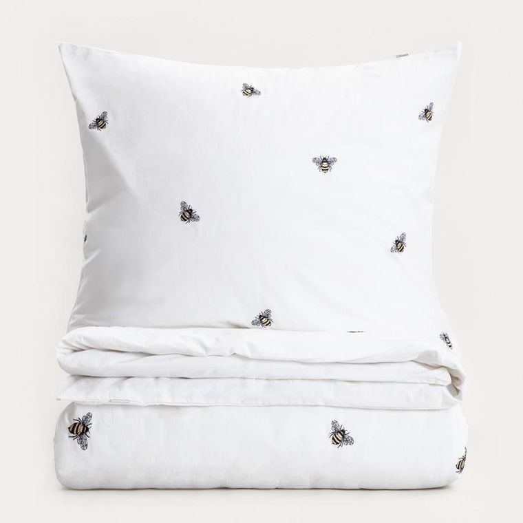 Homla, Zella, pościel, bawełniana z haftem w pszczoły, 200-220 cm