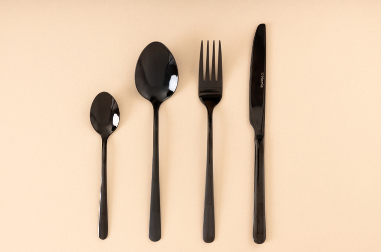 Homla,lugano, zestaw sztućców, czarnych, 24 szt.