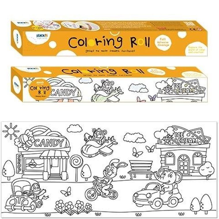 Hopax, kolorowanka samoprzylepna w rolce, miasteczko, 31,5-35,5 cm