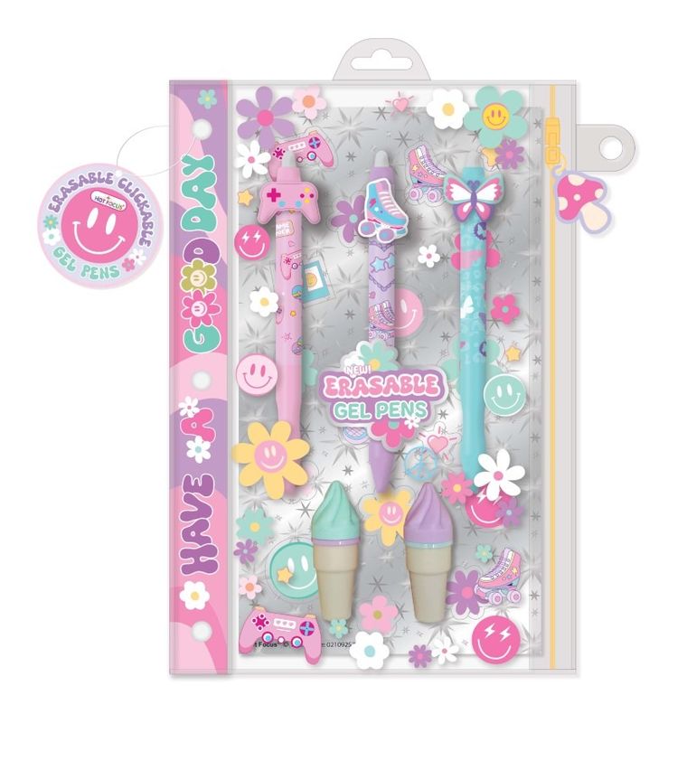 Hot Focus, długopisy wymazywalne z zakreślaczami, buźki