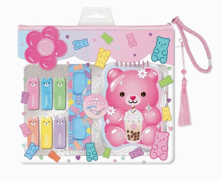 Hot Focus, kolorowanka + okulary 3D w saszetce, miś