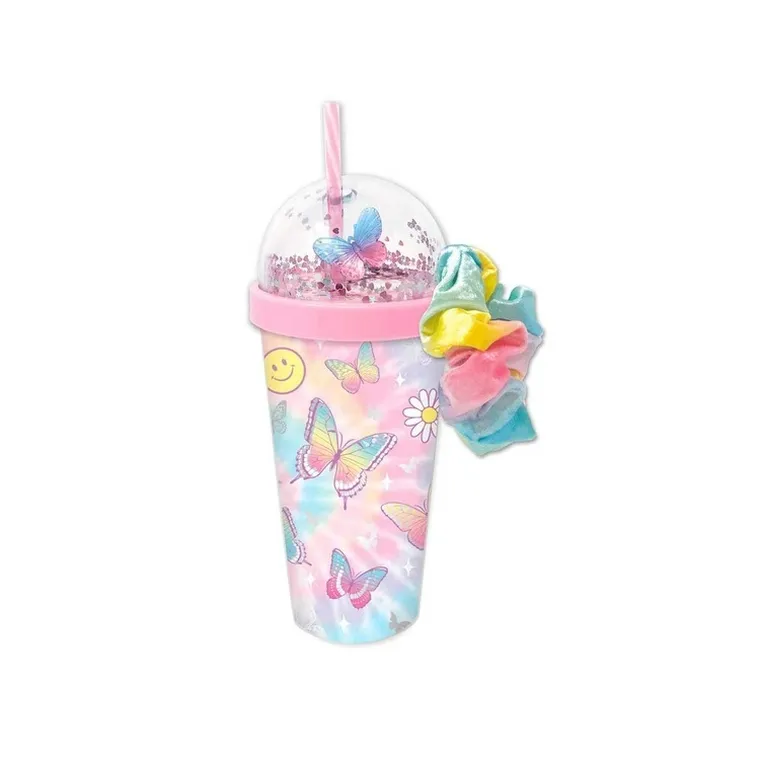 Hot Focus, kubek z gumką do włosów Scrunchie, motylki