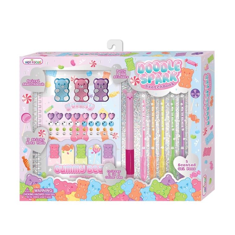 Hot Focus, notatnik z długopisami żelowymi, misie żelki