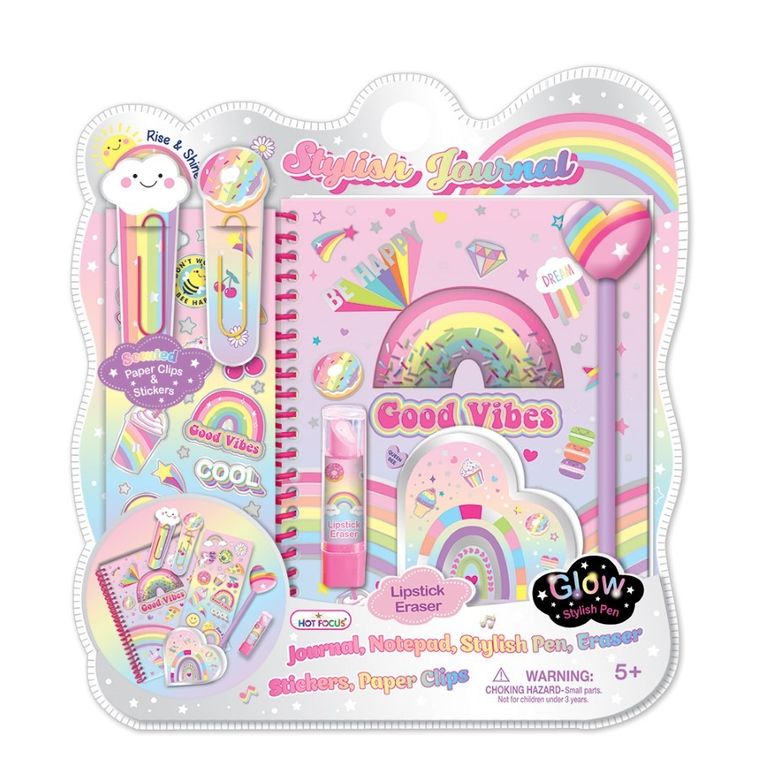 Hot Focus, pamiętnik na spirali z akcesoriami, tęcza