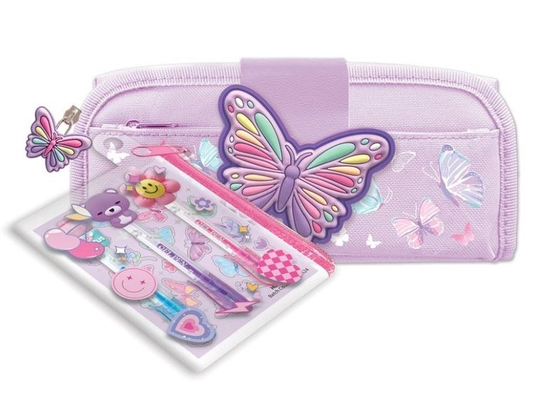 Hot Focus, piórnik + długopisy żelowe w saszetce, motylek