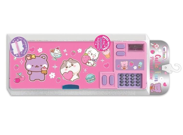 Hot Focus, piórnik z kalkulatorem, miśki