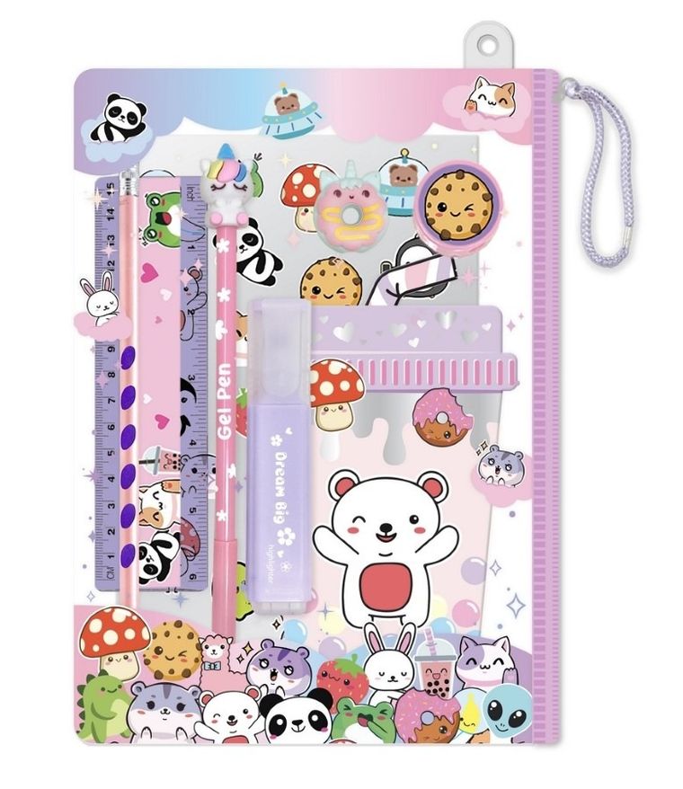 Hot Focus, saszetka z notatnikiem i akcesoriami, zwierzątka