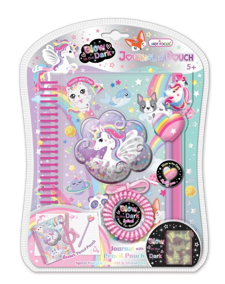 Hot Focus, saszetka z notatnikiem i długopisem, jednorożec