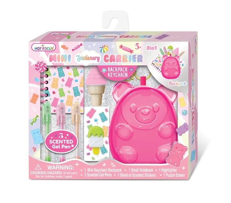 Hot Focus, zestaw miniaturek z mini plecaczkiem, Miś żelowy