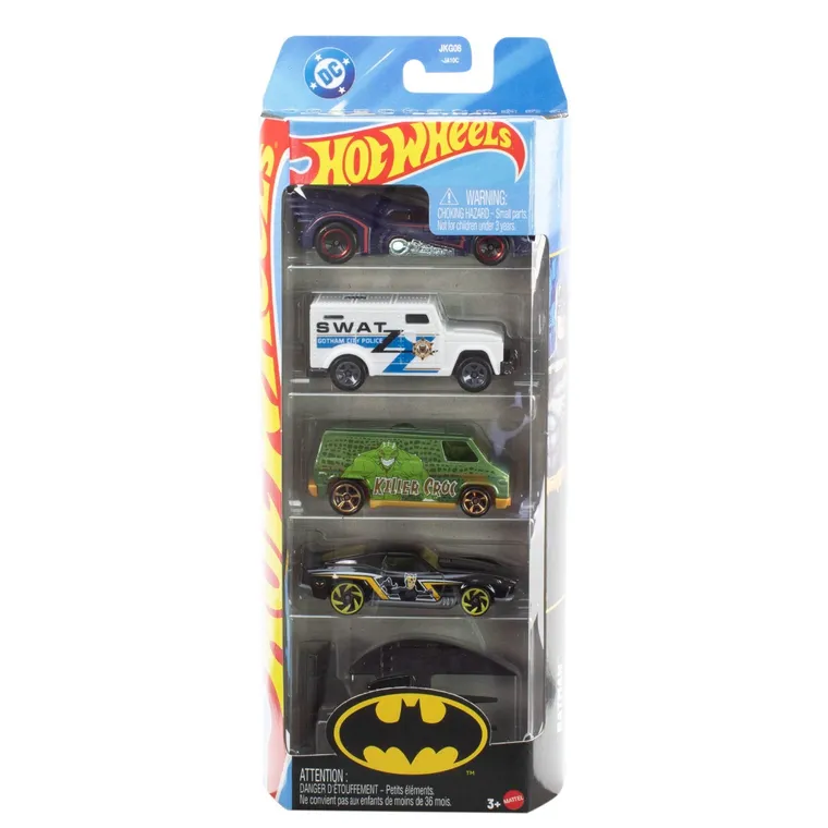 Hot Wheels, Batman, Samochodziki 5-pak, zestaw
