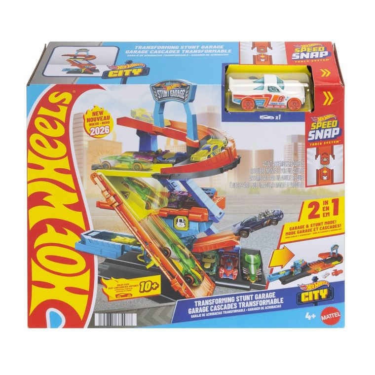 Hot Wheels City, Kaskaderski garaż, Mega transformacja, zestaw do zabawy z autem