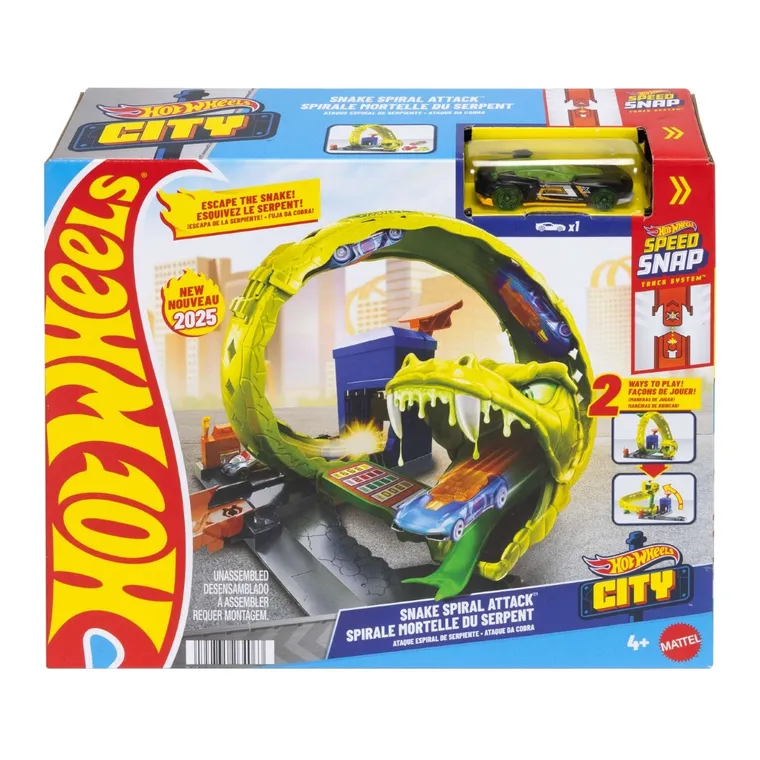 Hot Wheels, City, Zakręcony tor węża, zestaw do zabawy z autkiem