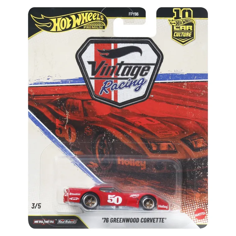 Hot Wheels, Kultowe auta, '76 Greenwood Corvette, pojazd Premium, 1:64, JKF24