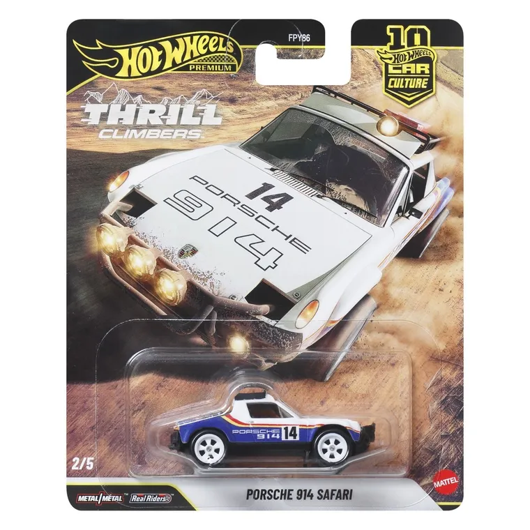 Hot Wheels, Kultowe auta, Thrill Climbers, Porsche 914 Safari, pojazd Premium, JKF22