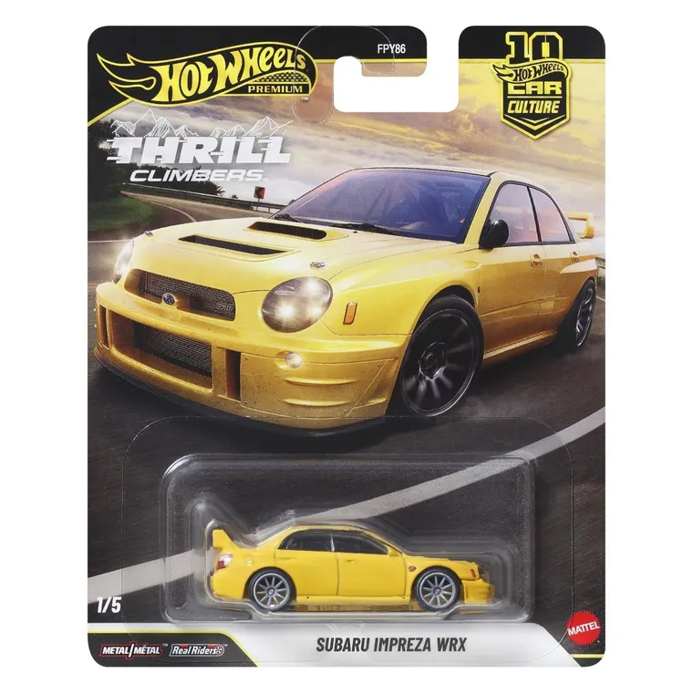 Hot Wheels, Kultowe auta, Thrill Climbers, Subaru Impreza WRX, pojazd Premium, JKF21