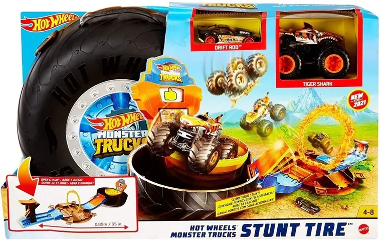 Hot Wheels, Monster Trucks, Opona - Kaskaderska arena, zestaw do zabawy