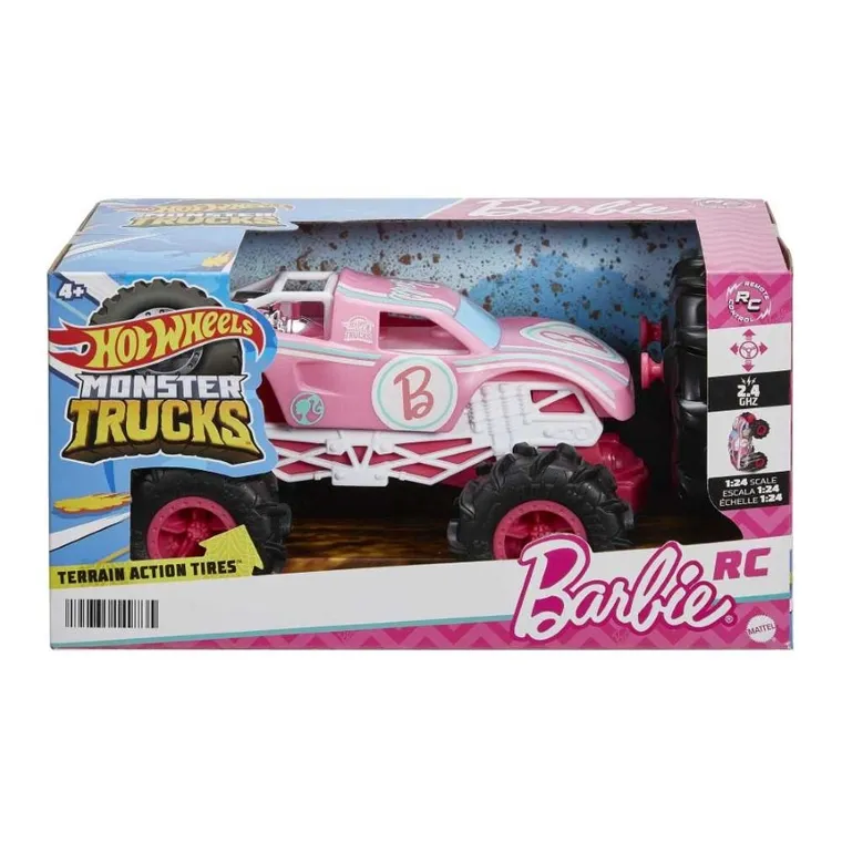 Hot Wheels, Monster Trucks R/C, Barbie, pojazd zdalnie sterowany, skala 1:24