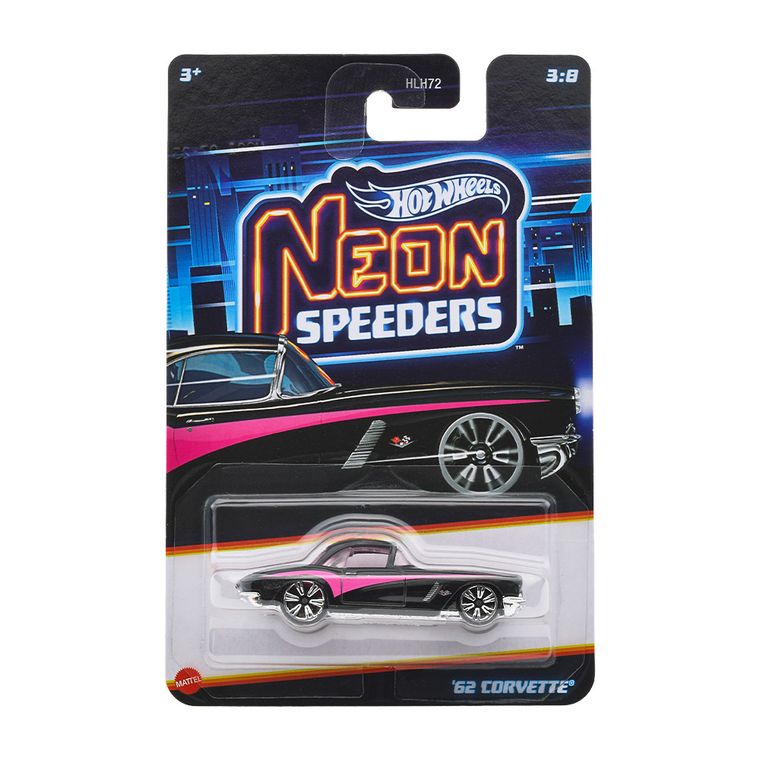 Hot Wheels, Neon Speeders, '62 Corvette, pojazd, 1:64, JKX95