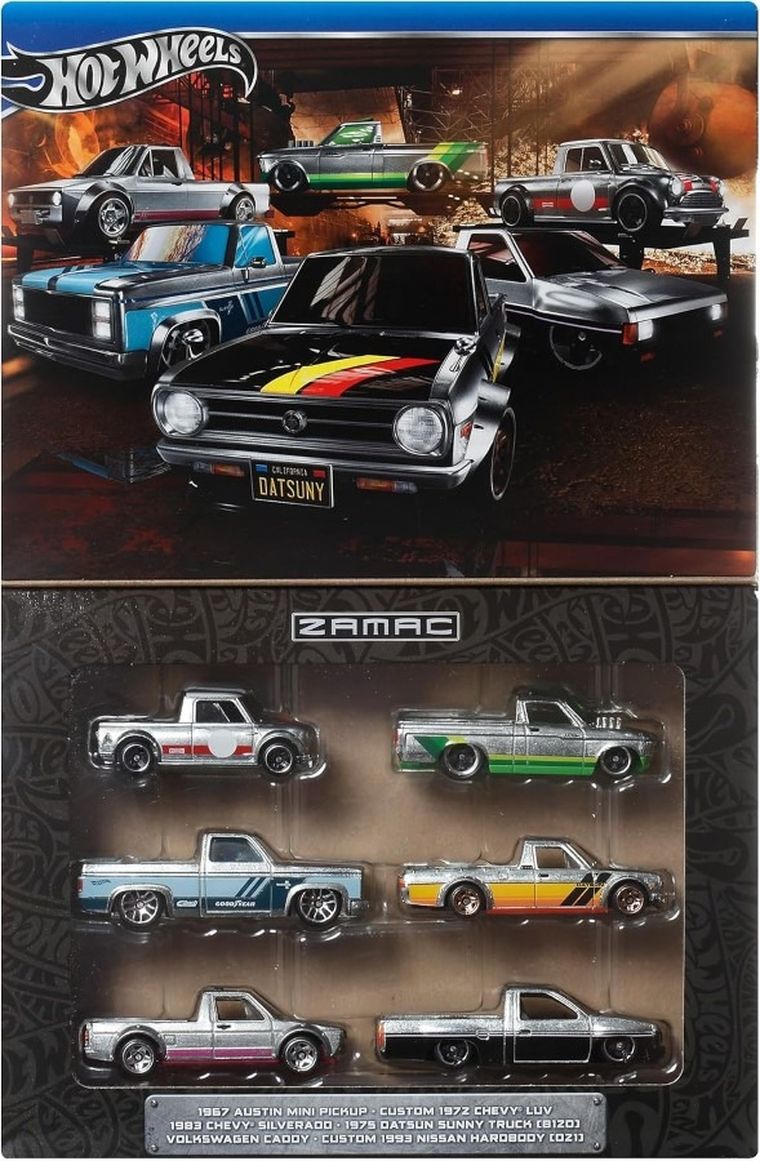 Hot Wheels, Pick-upy Zamac, zestaw 6 metalowych pojazdów