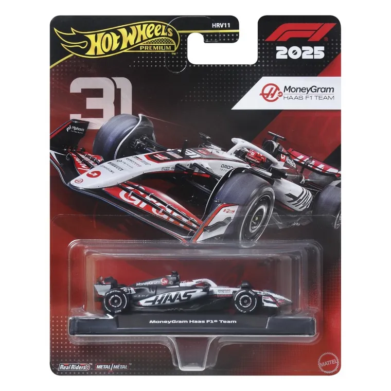Hot Wheels, Premium, Formuła 1, MoneyGram Haas F1 Team (#31), pojazd, JKD78