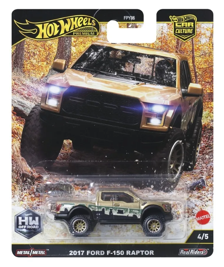 Hot Wheels, Premium, Kultowe auta, 2017 Ford F-150 Raptor, pojazd, 1:64, JBK70