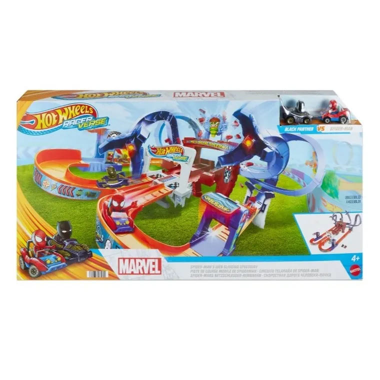 Hot Wheels, Racerverse, Pajęczynowy tor Spider-Mana, zestaw do zabawy