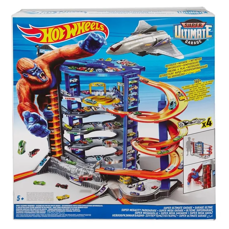 Hot Wheels, Super Mega Garaż, zestaw z pojazdami