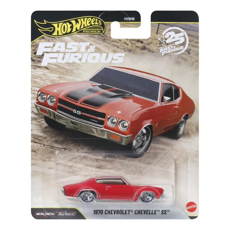 Hot Wheels, Szybcy i wściekli, 1970 Chevrolet Chevelle SS, pojazd Premium, 1:64, JHW73