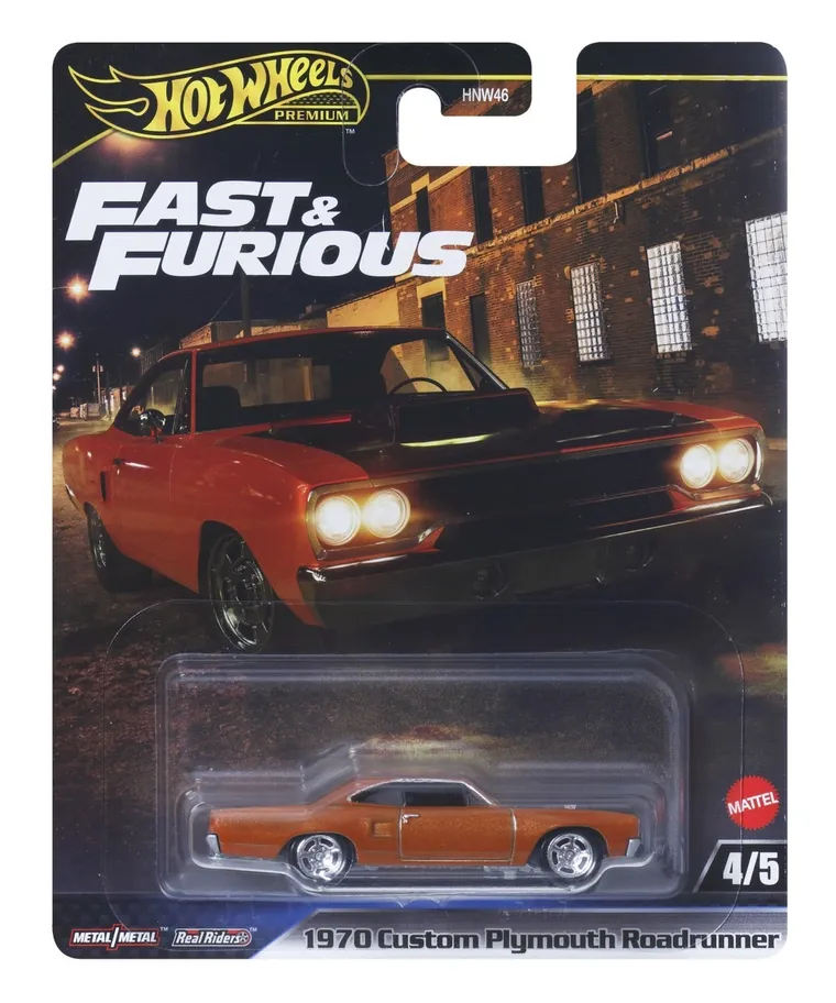 Hot Wheels, Szybcy i wściekli, 1970 Custom Plymouth Roadrunner, pojazd, 1:64, JBL87