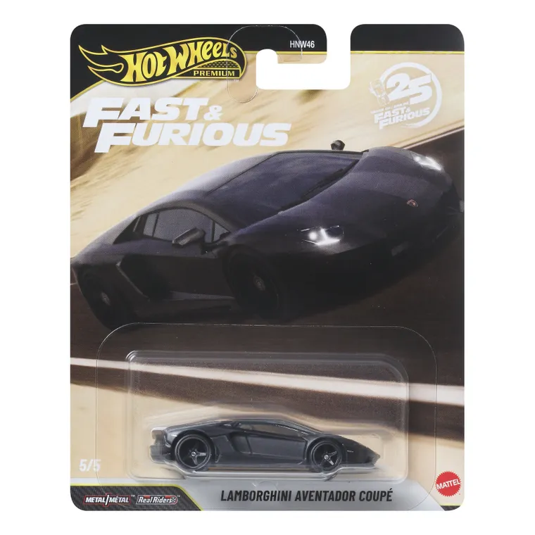 Hot Wheels, Szybcy i wściekli, Lamborghini Aventador Coupe, pojazd Premium, 1:64, JHW77