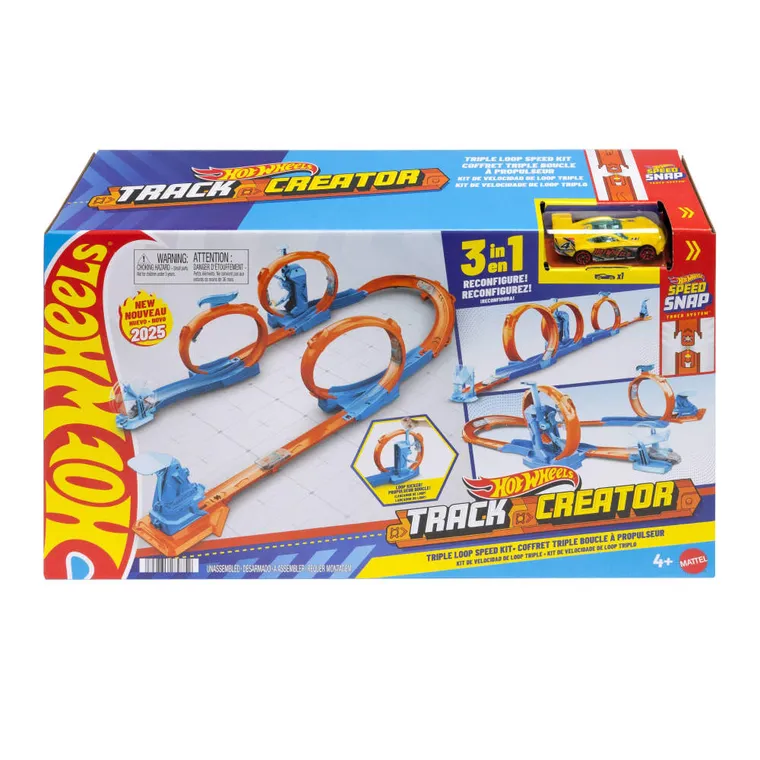 Hot Wheels, Track Creator - Trzy pętle, zestaw z autem
