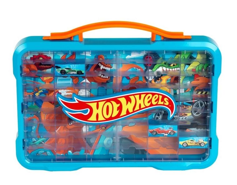 Hot Wheels, walizka na samochodziki z podświetlanym logo