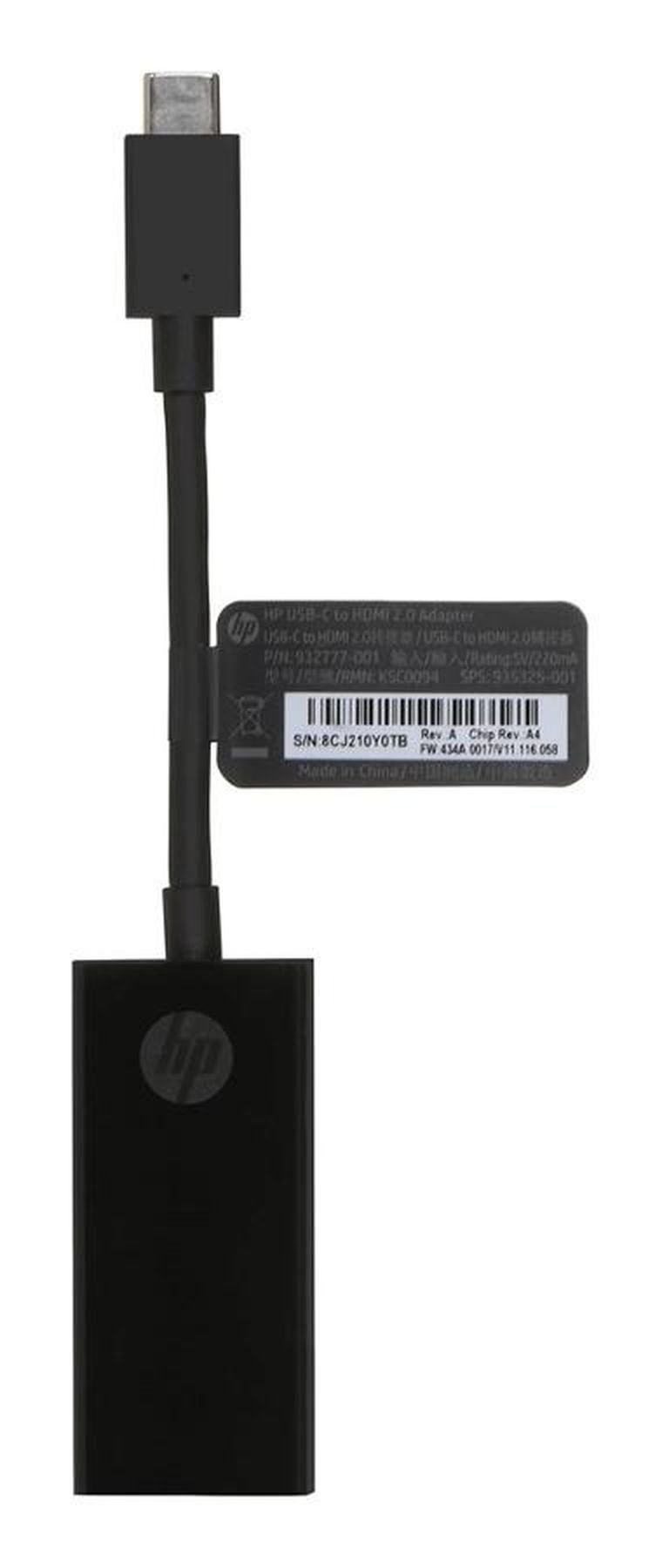 HP, przejściówka, USB-C to HDMI 2.0, adapter, czarna, 2PC54AA