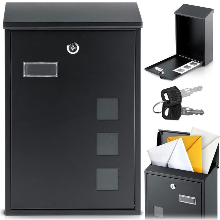 Humberg, skrzynka na listy, czarna, 39-25,5-12 cm, HM-864