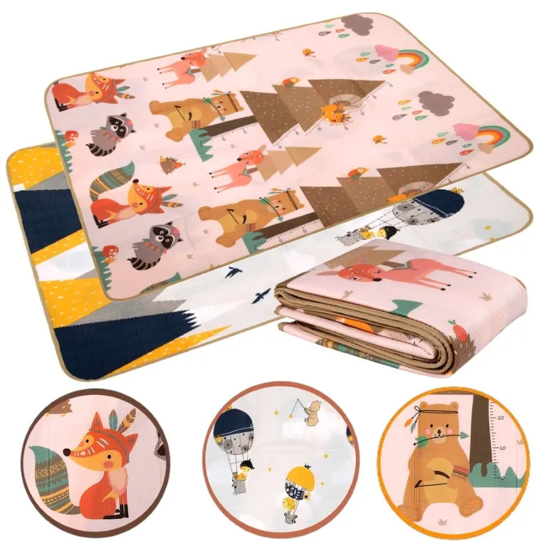 Humbi, dwustronna mata edukacyjna z pianki EPE, zwierzęta leśne, 150-180 cm