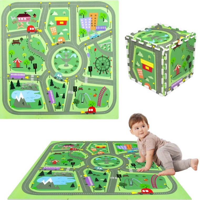 Humbi, mata piankowa, puzzle, miasto, 90-90 cm