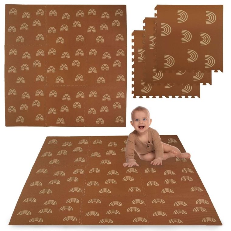 Humbi, mata piankowa, puzzle piankowe, brązowe łuki, 60-60 cm, 9 szt.