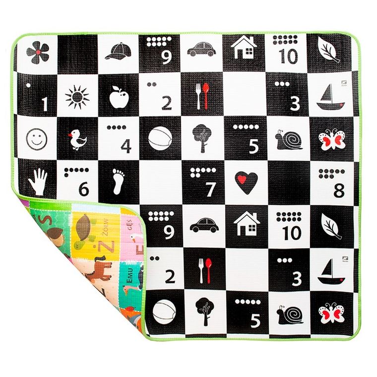 Humbi, Szachownica i Polski Alfabet, piankowa mata edukacyjna, dwustronna, 180-200-1 cm