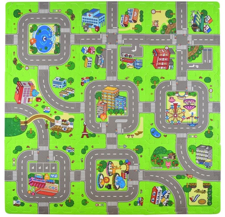 Humbi, Ulice miasta, mata piankowa, puzzle, 31,5-31,5-1 cm, 9 szt.