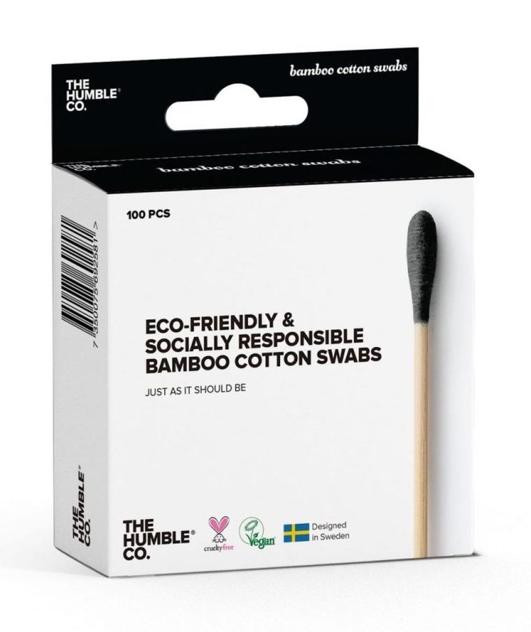 Humble Brush, ekologiczne patyczki do uszu bambus i naturalna bawełna, czarne, 100 szt.