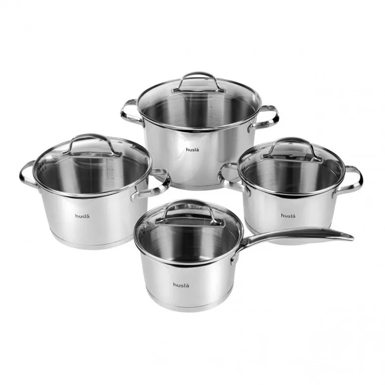 Husla, zestaw garnków, stalowych, Blossom, 8 elementów