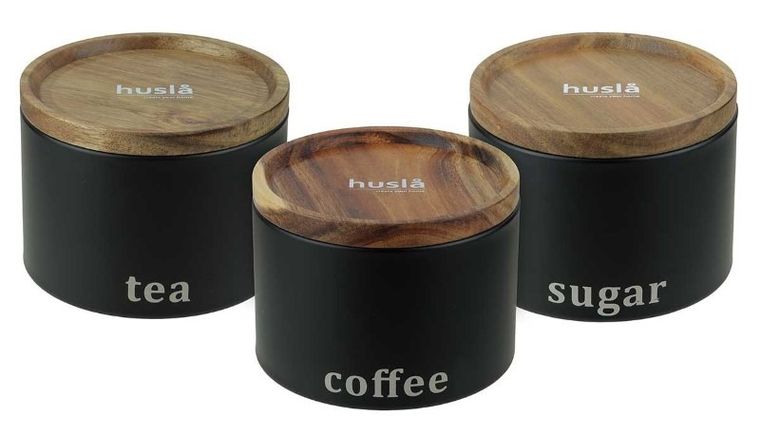 Husla, zestaw pojemników kuchennych, black