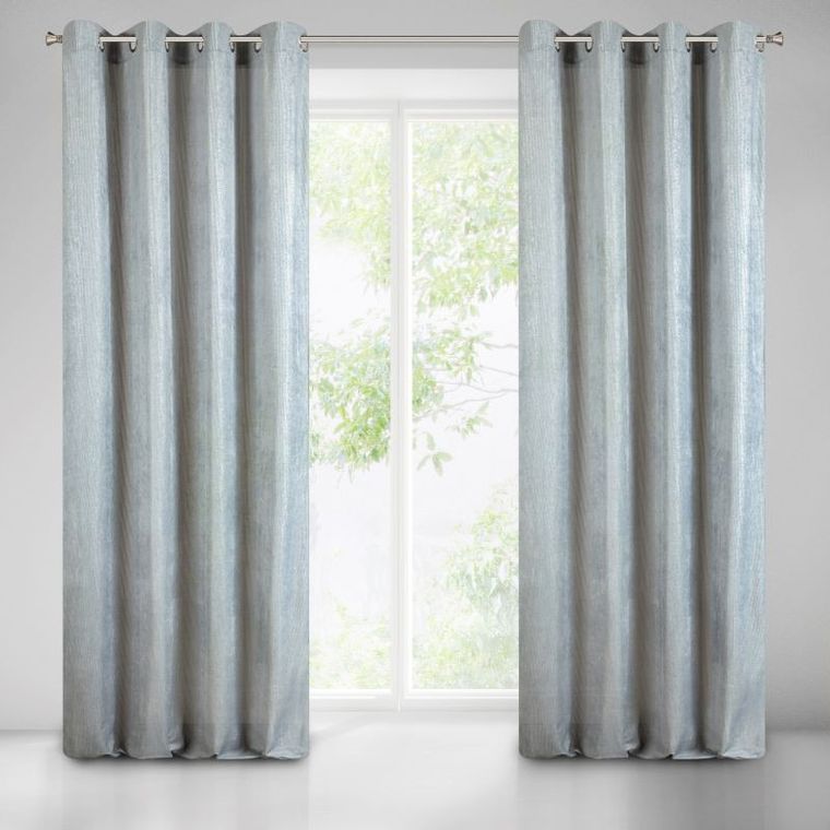 Ibbie, zasłona o strukturze sztruksu ze srebrnym nadrukiem, 140-250 cm