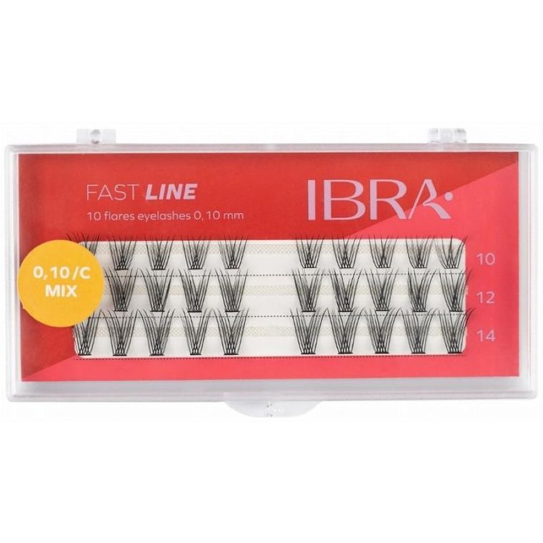 Ibra, fast line, kępki rzęs, 010/c, mix (10, 12, 14mm)