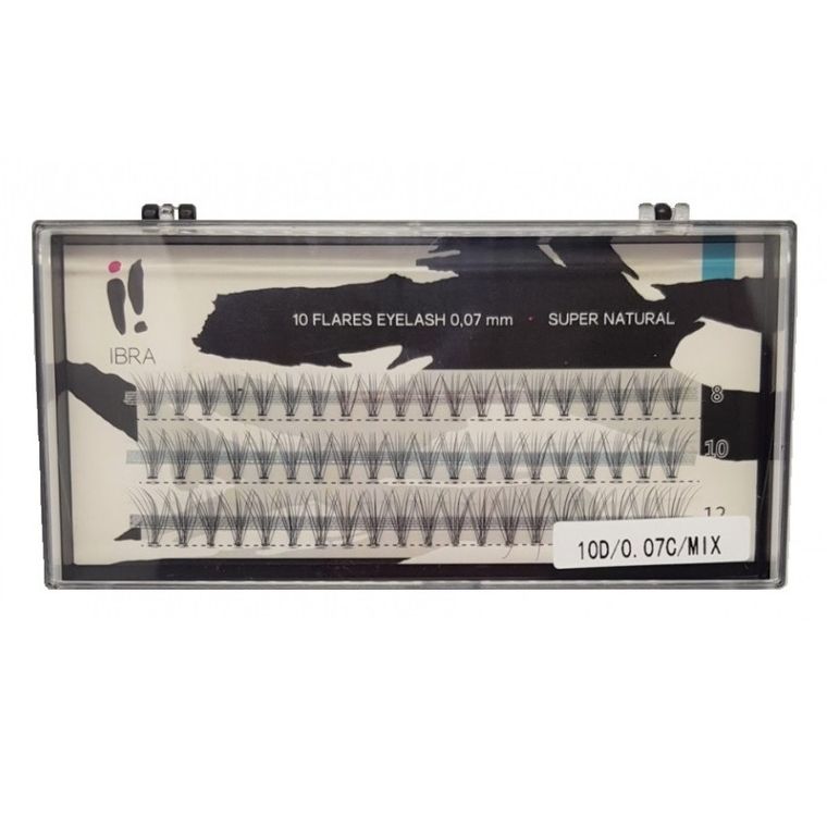 Ibra, kępki sztucznych rzęs, 10 D-0.07mm C mix, 60 szt.