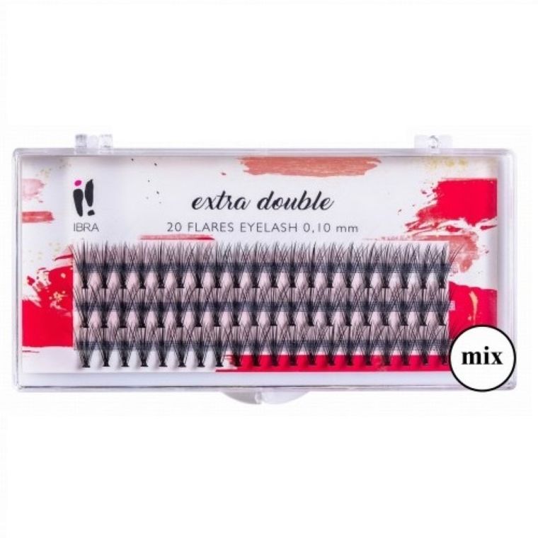 Ibra, kępki sztucznych rzęs, Extra Double Knot-Free, C 0.10-mix